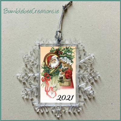 Vintage Santa Snowflake Christmas Decoration